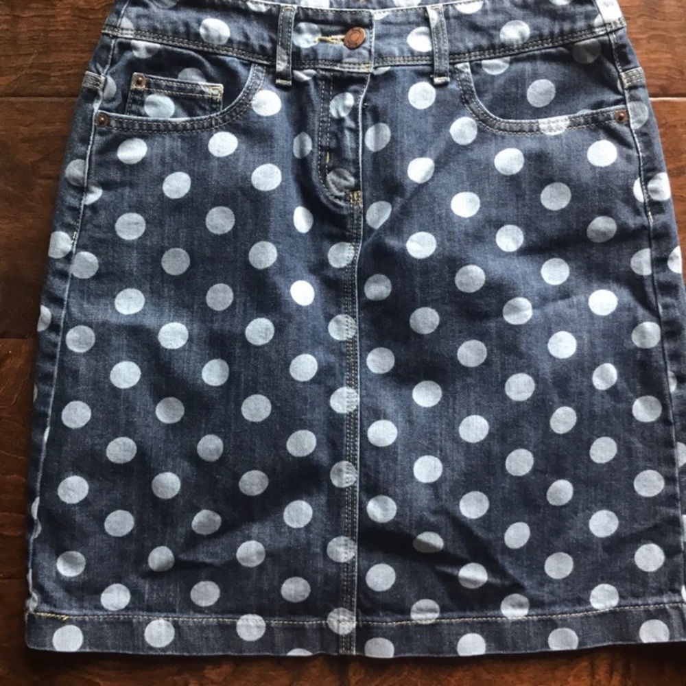 EUC!!! Boden Polka Dot Denim Skirt